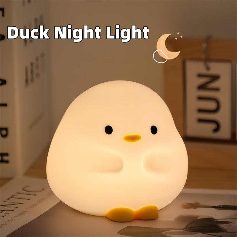 Cute Duck Silicone LED Night Light – Tap to Glow