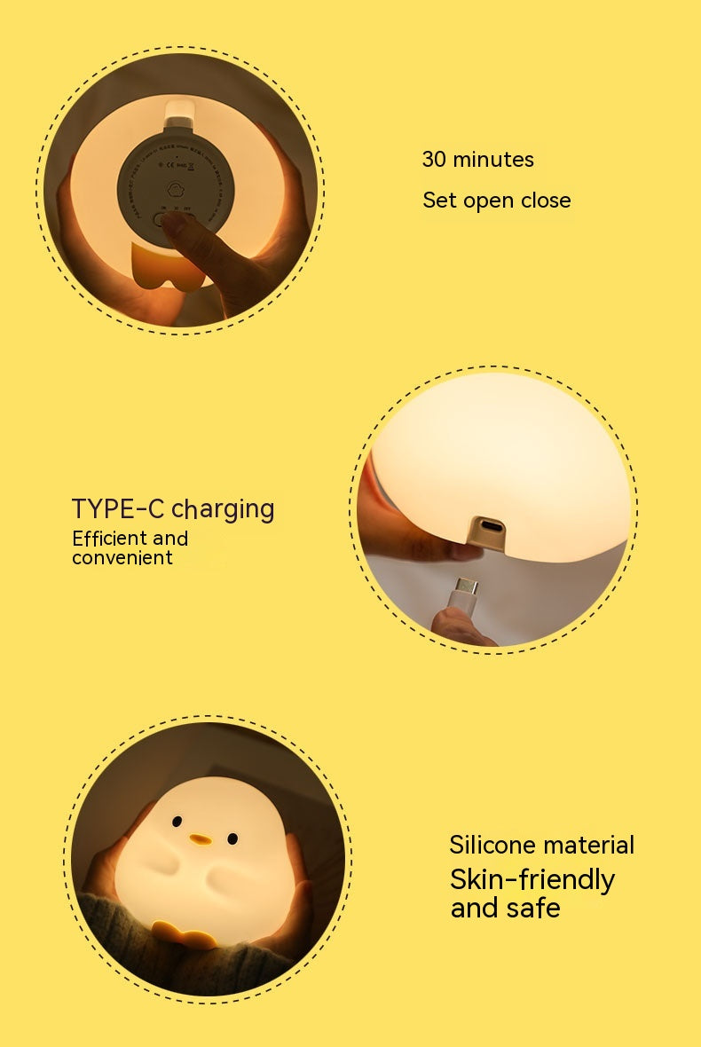 Cute Duck Silicone LED Night Light – Tap to Glow